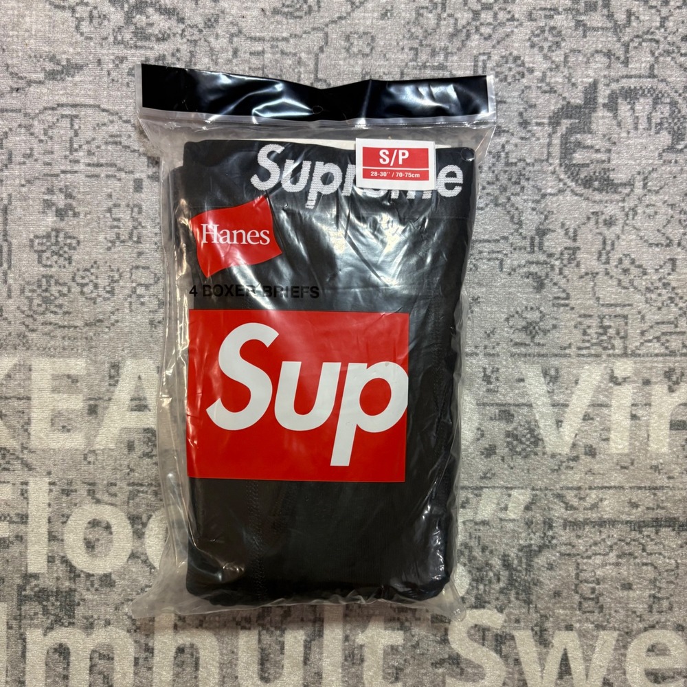Supreme Hanes Boxer Briefs 4 Pack Black Small 28-30 Underwear 99HAA36